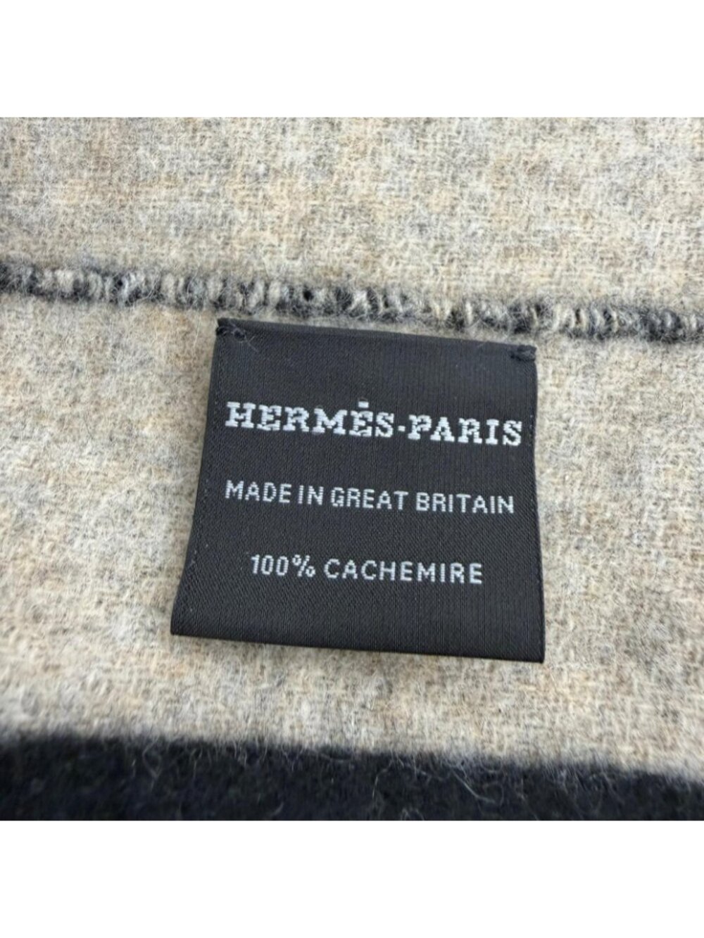 Hermes Love Story Scarf Cashmere with Fringe Horse Pattern Black Beige - Picture 10 of 10